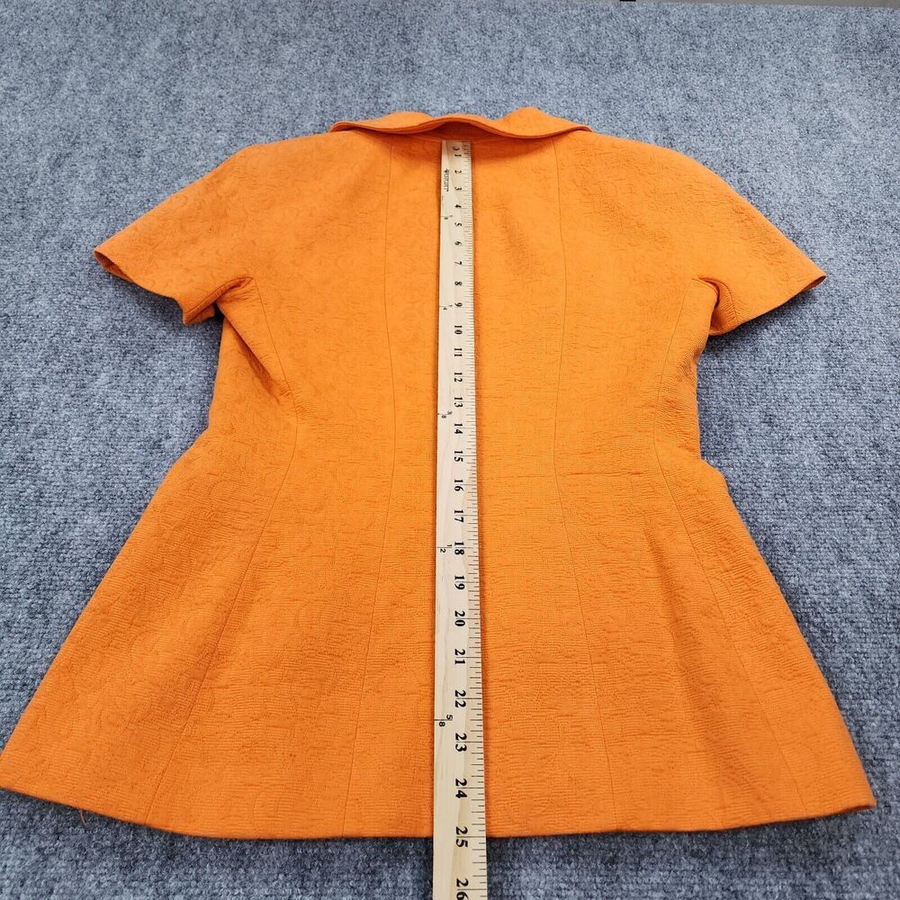 Vintage Teri Jon Rickie Freeman Blazer Womens 4 Orange Floral Inlay Short Sleeve - Picture 8 of 16